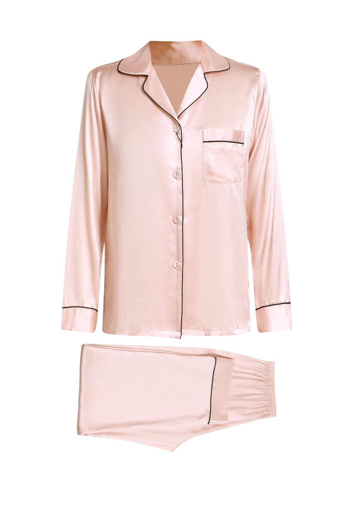 Blushing Skies Silk Pajama Set In Mulberry Silk - Peach Sorbet