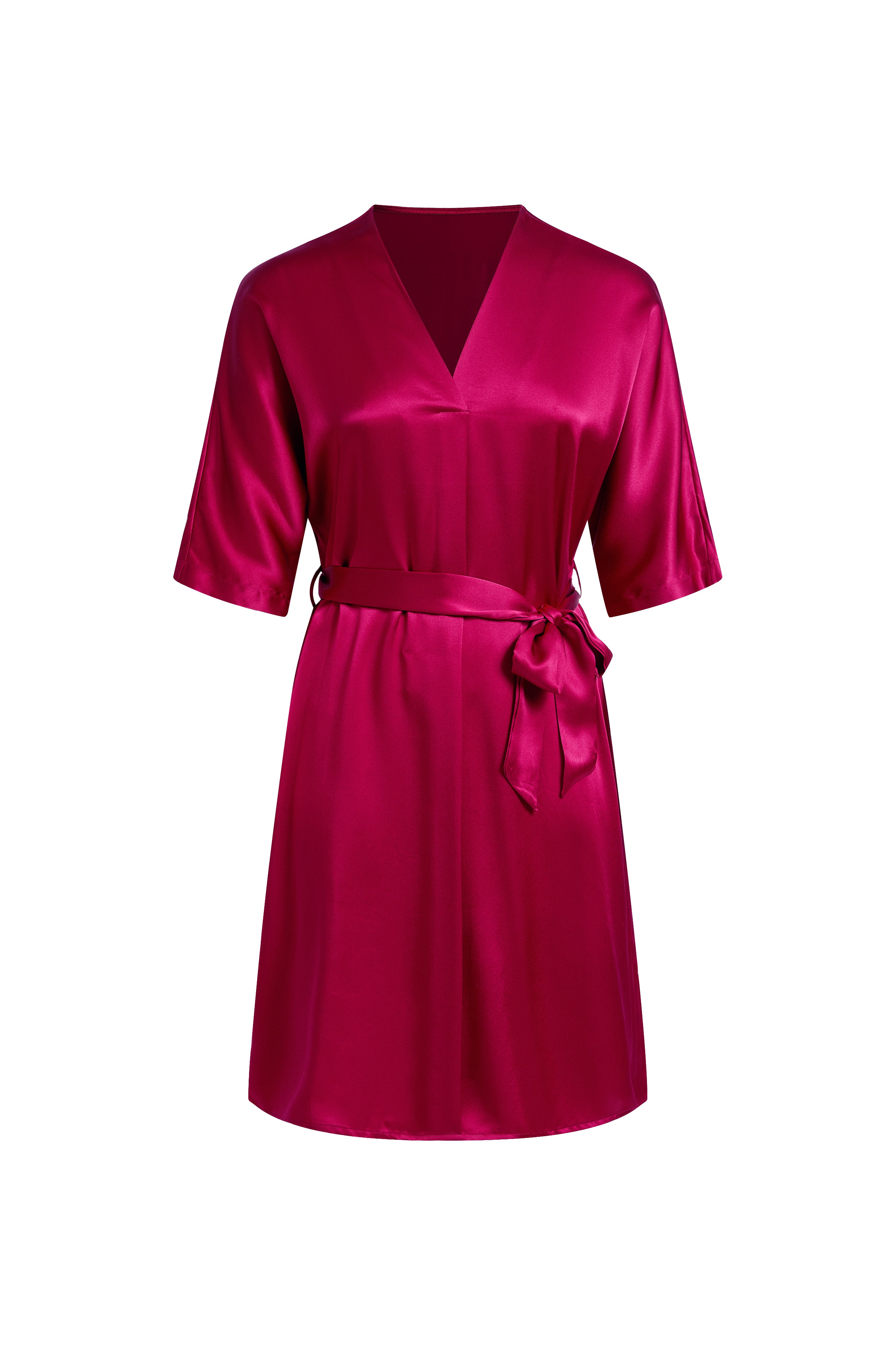 Crimson Maple Robe In Mulberry Silk - Mulled Wine