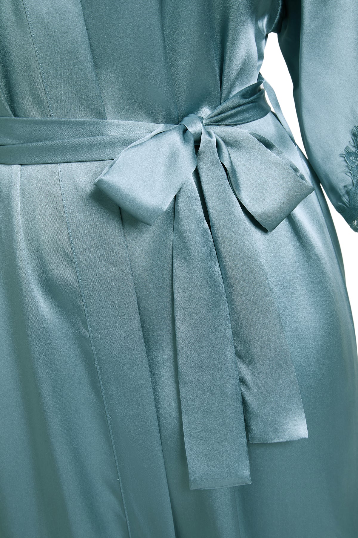 Viridian Lake Robe In Mulberry Silk - Twilight Sea