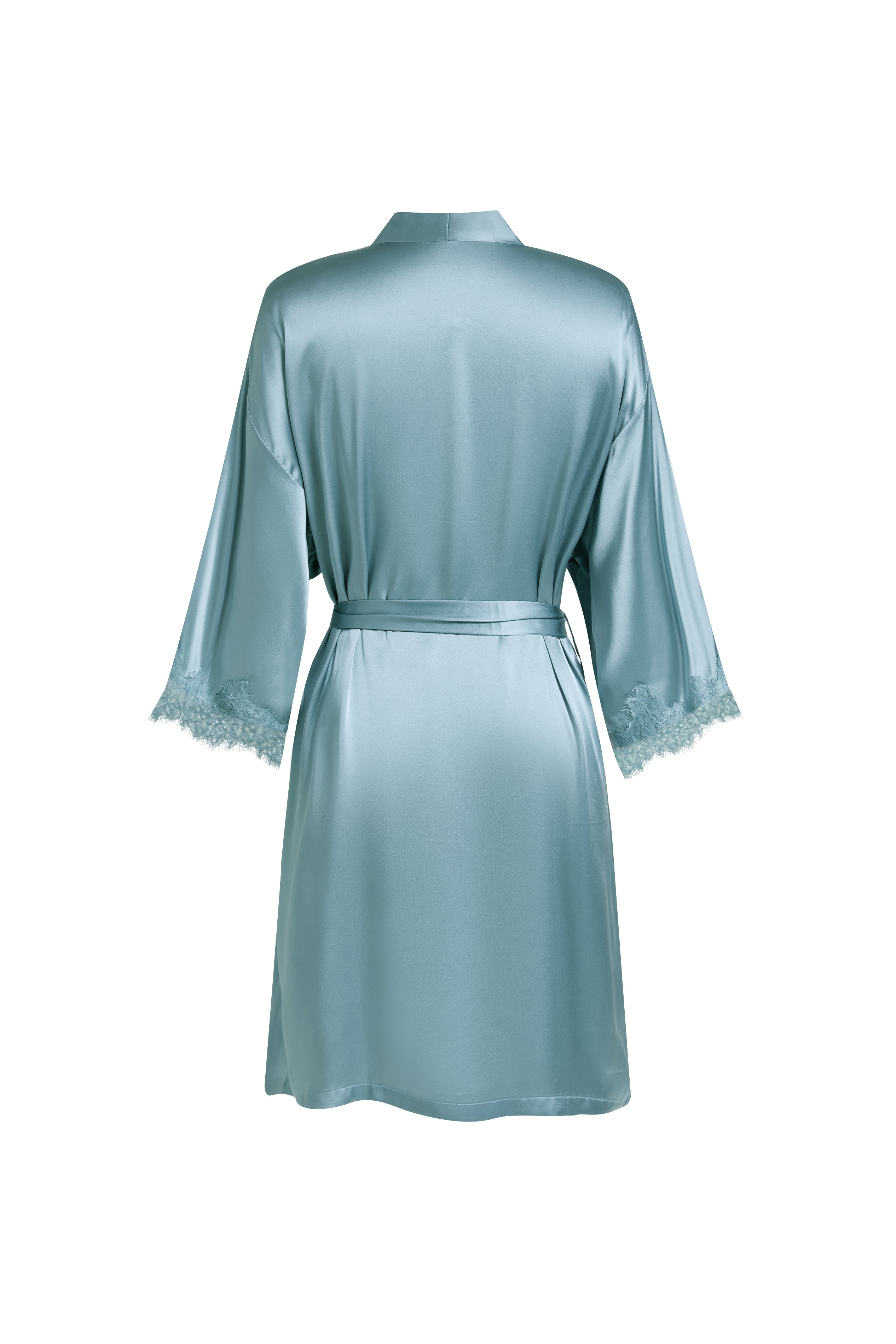 Viridian Lake Robe In Mulberry Silk - Twilight Sea