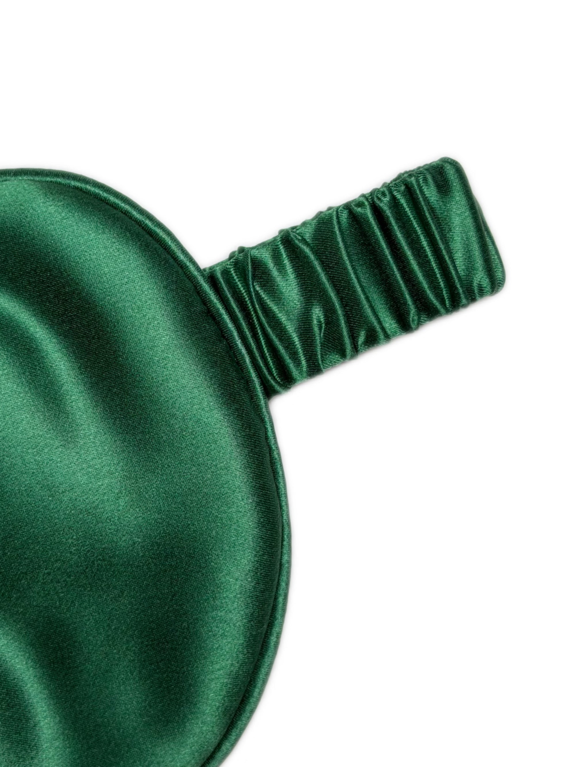 Viridian Lake Eye Mask In Mulberry Silk - Pine Shadow