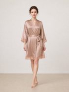 Wheat Shadows Robe In Mulberry Silk - Latte Harvest