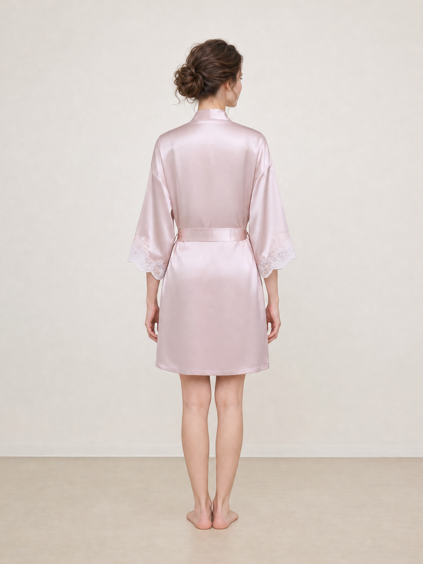Blushing Skies Chemise and Robe Set In Mulberry Silk - Blush Horizon