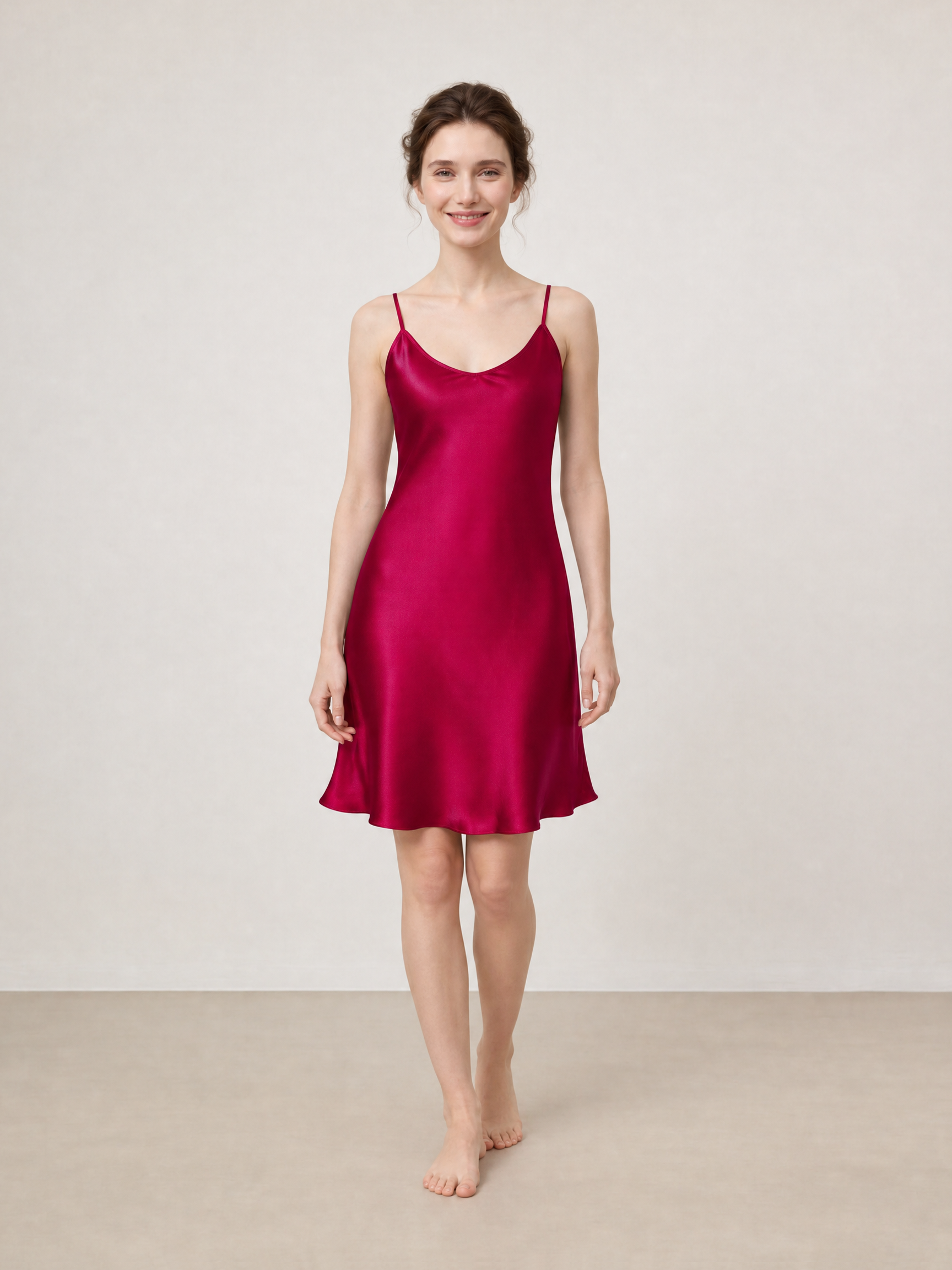 Crimson Maple Slip Dress In Mulberry Silk - Mulled Wine