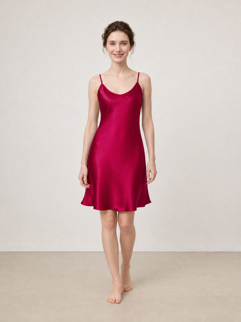 Crimson Maple Slip Dress In Mulberry Silk - Mulled Wine