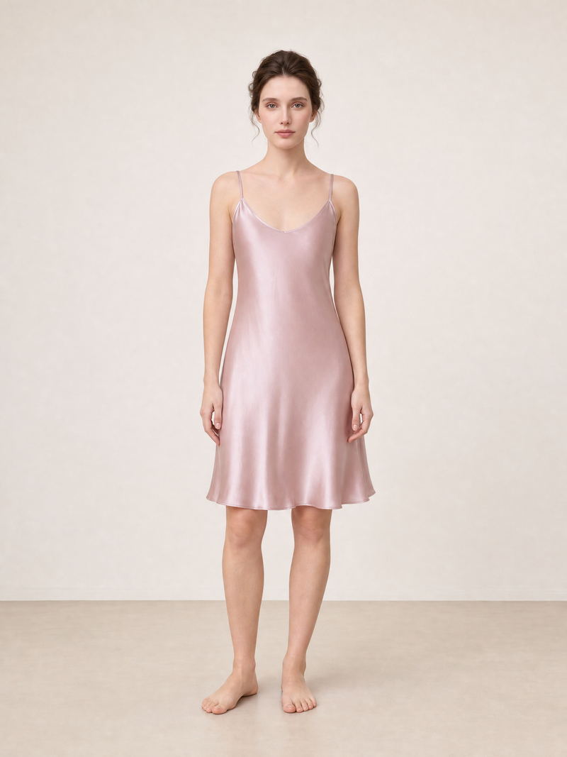 Blushing Skies Slip Dress In Mulberry Silk - Twilight Mauve