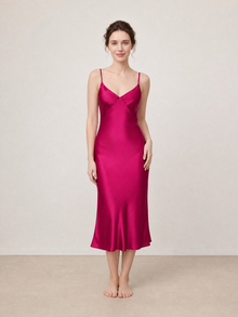 Crimson Maple Slip Dress In Mulberry Silk - Mulled Wine