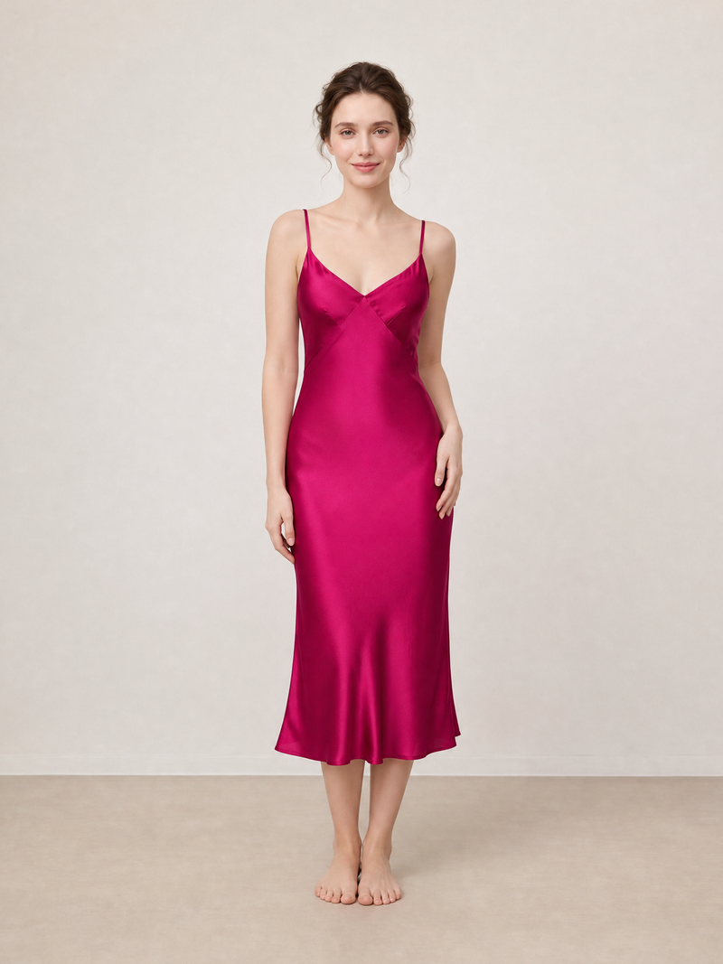 Crimson Maple Slip Dress In Mulberry Silk - Mulled Wine
