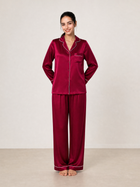 Crimson Maple Silk Pajama Set In Mulberry Silk - Mulled Wine
