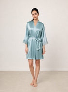 Viridian Lake Robe In Mulberry Silk - Twilight Sea