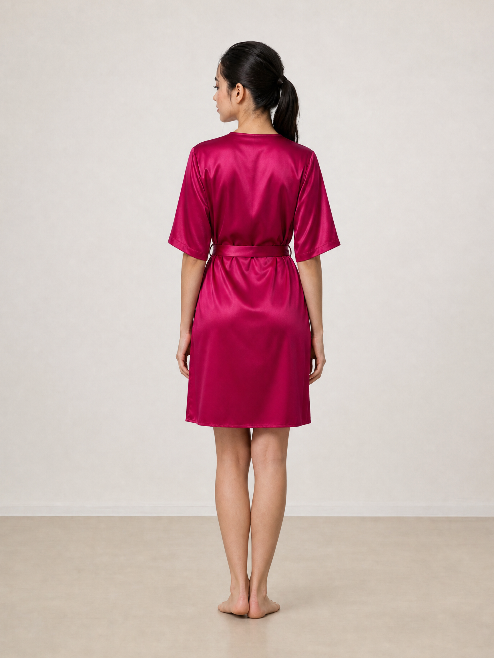 Crimson Maple Robe In Mulberry Silk - Mulled Wine