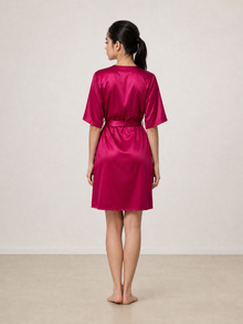 Crimson Maple Robe In Mulberry Silk - Mulled Wine