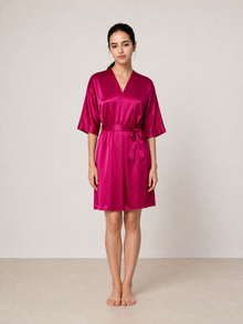 Crimson Maple Robe In Mulberry Silk - Mulled Wine
