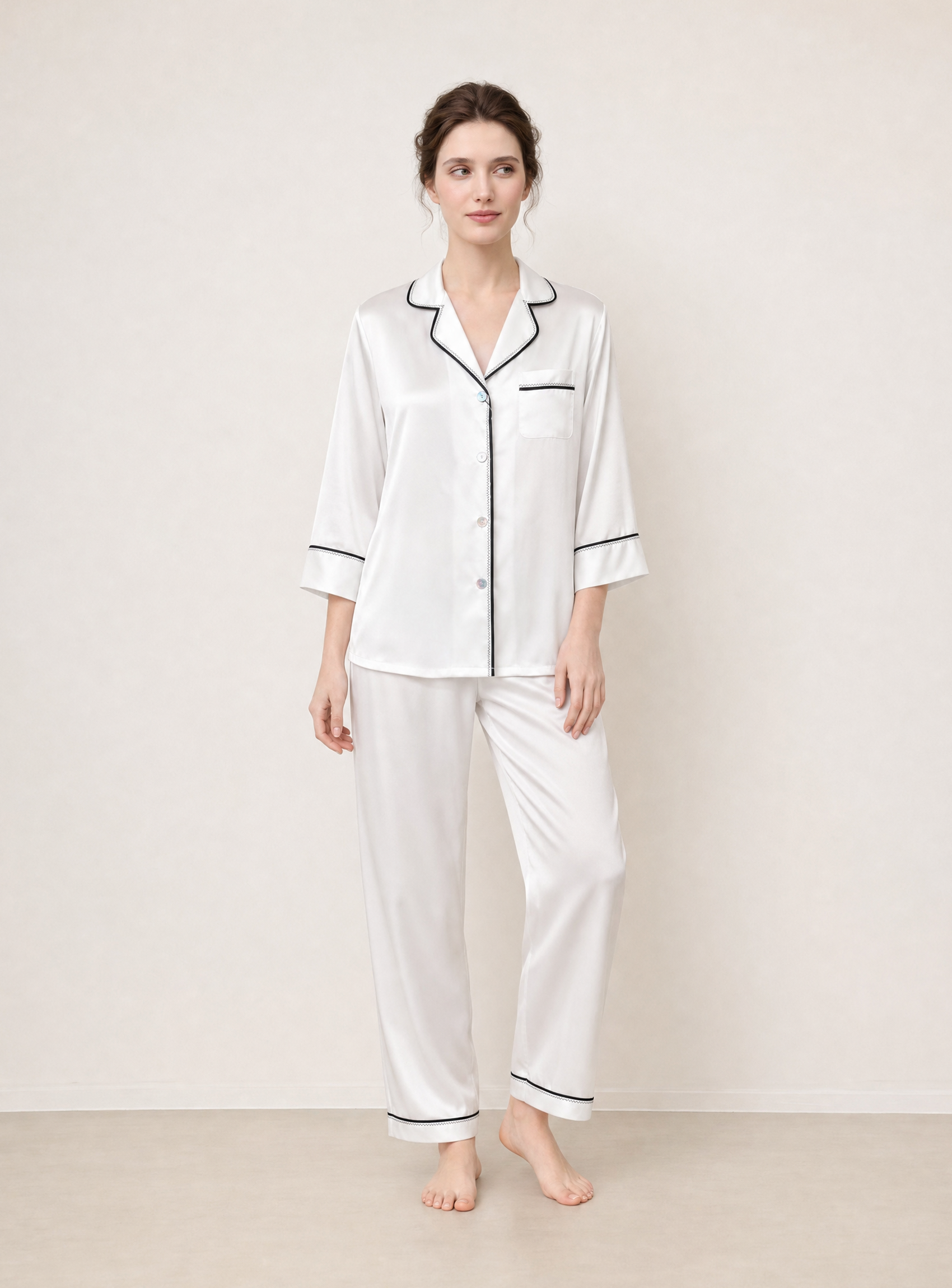 Lunar Glow Silk Pajama Set In Mulberry Silk - Lunar Halo