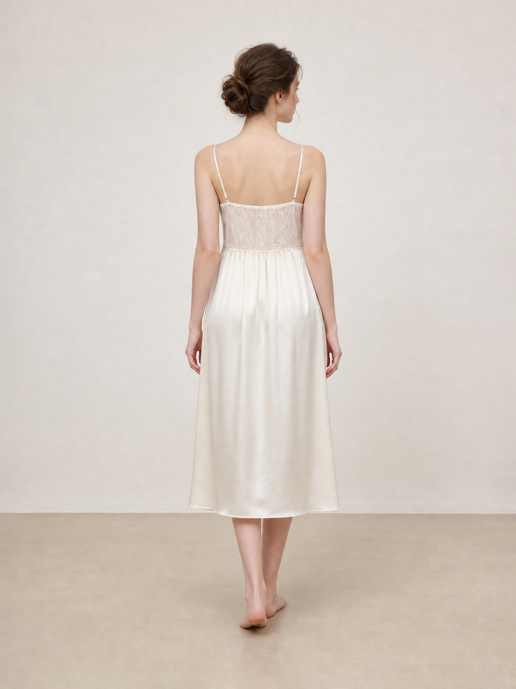 Lunar Glow Slip Dress In Mulberry Silk - Moonlit Stone