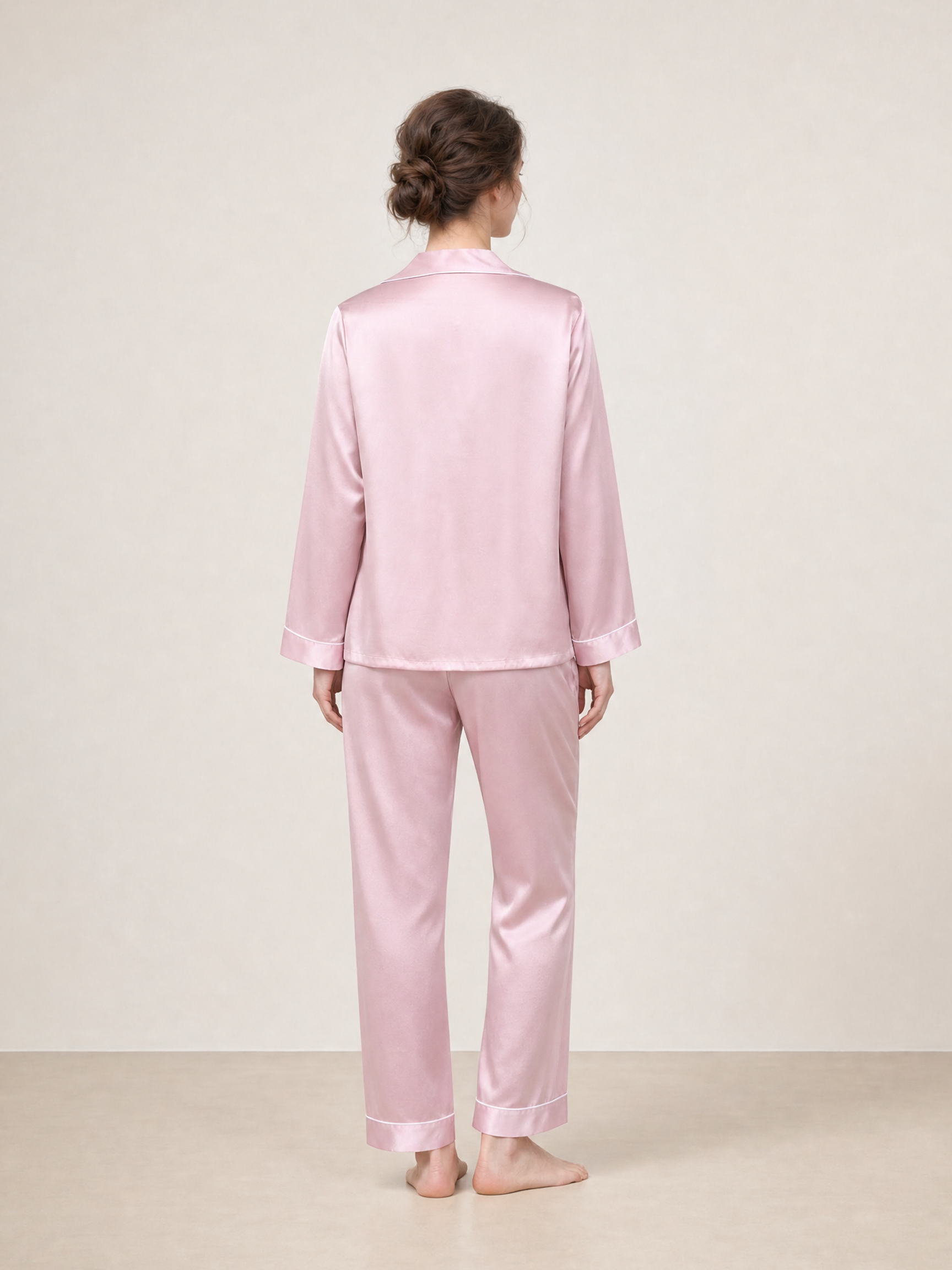 Blushing Skies Silk Pajama Set In Mulberry Silk - Afterglow Rose