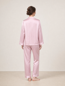 Blushing Skies Silk Pajama Set In Mulberry Silk - Afterglow Rose