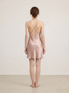 Wheat Shadows Slip Dress In Mulberry Silk - Latte Harvest