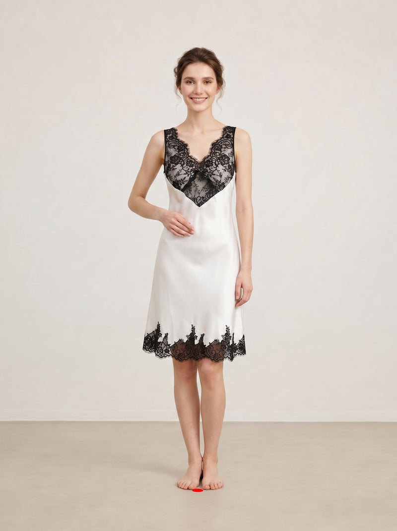 Lunar Glow Lace Slip Dress In Mulberry Silk - Lunar Halo
