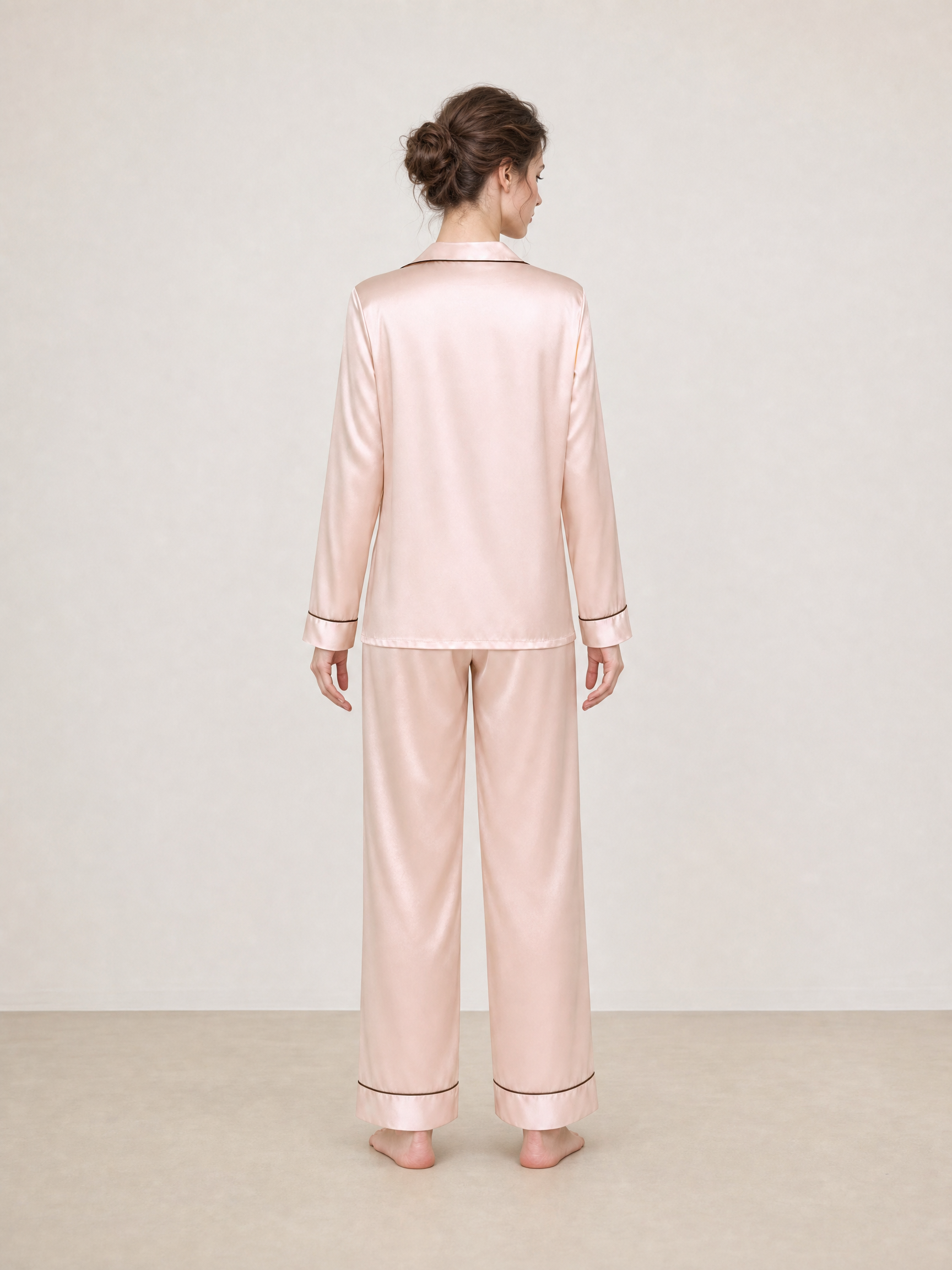 Blushing Skies Silk Pajama Set In Mulberry Silk - Peach Sorbet