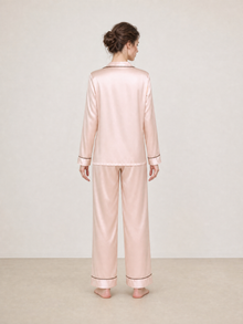 Blushing Skies Silk Pajama Set In Mulberry Silk - Peach Sorbet