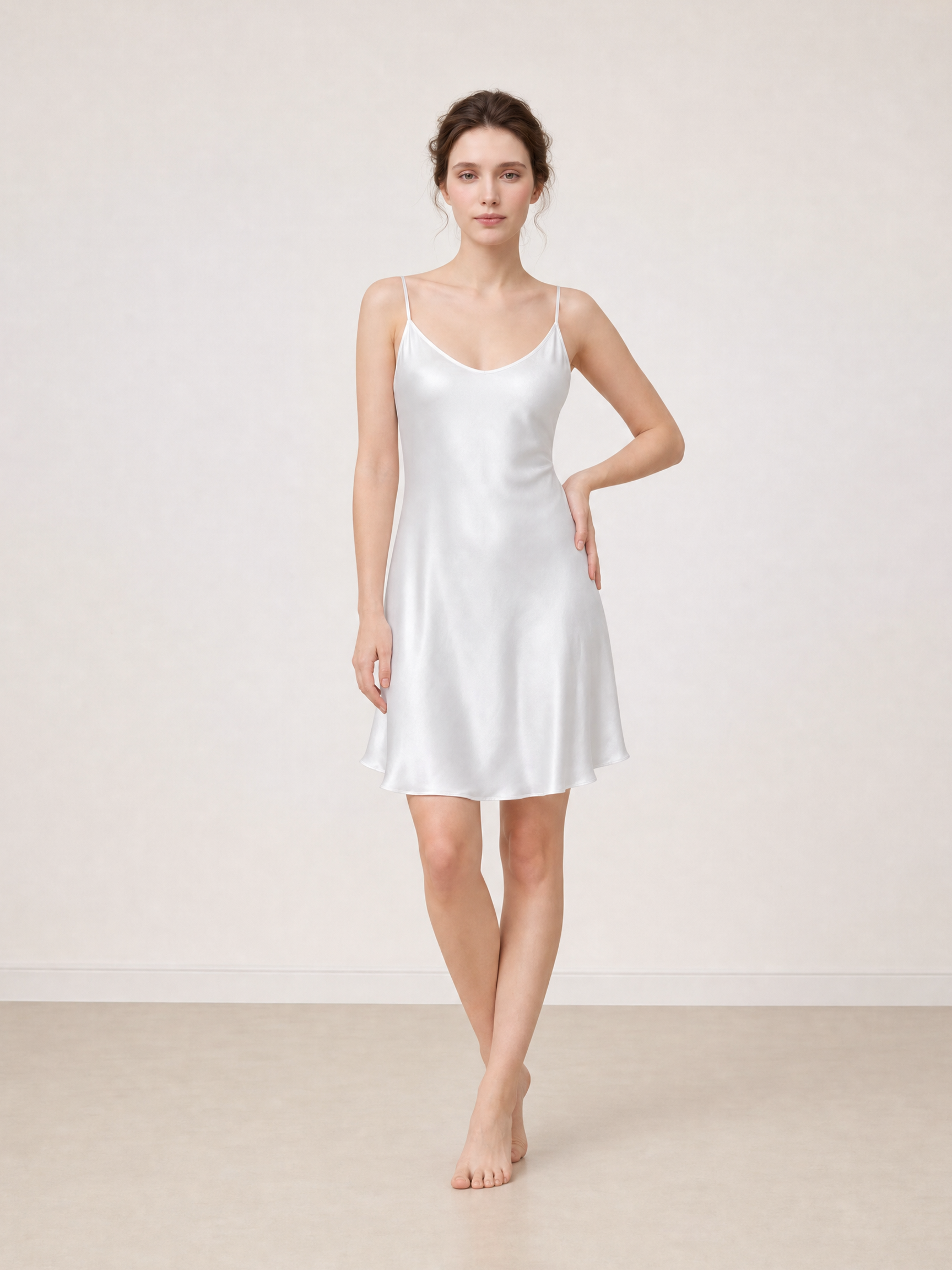 Lunar Glow Slip Dress In Mulberry Silk - Moonbeam