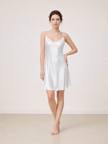 Lunar Glow Slip Dress In Mulberry Silk - Moonbeam