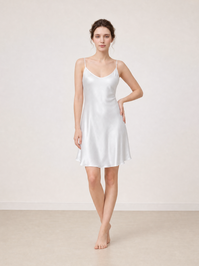 Lunar Glow Slip Dress In Mulberry Silk - Moonbeam