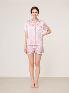 Blushing Skies Short Sleeve and Tap Pants Set In Mulberry Silk - Peach Sorbet