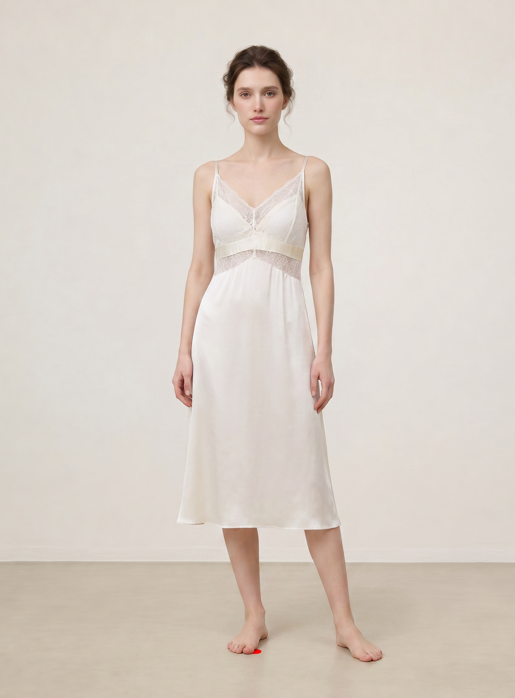 Lunar Glow Slip Dress In Mulberry Silk - Moonlit Stone