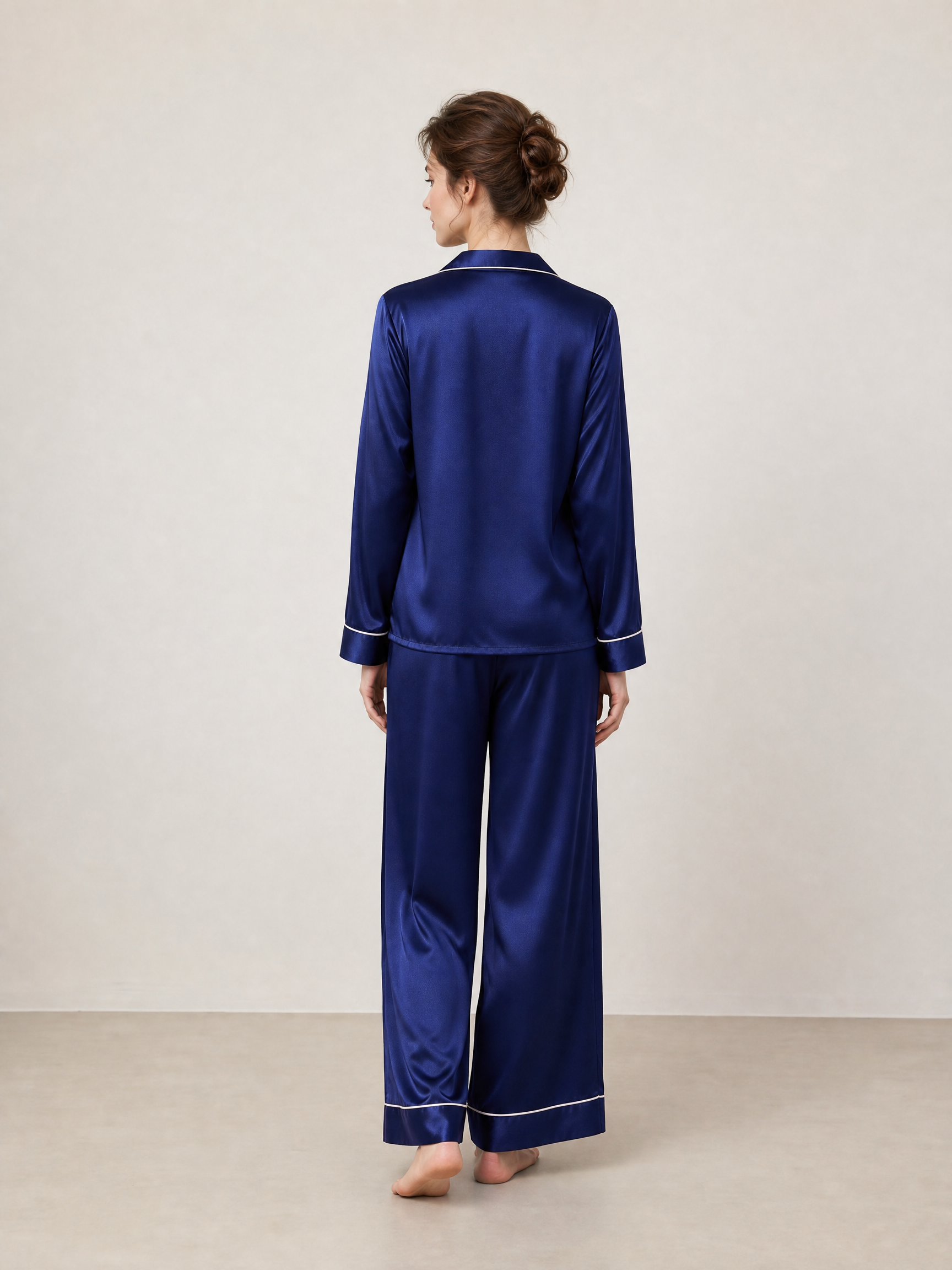 Midnight indigo Silk Pajama Set In Mulberry Silk - Indigo Drift