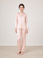 Blushing Skies Silk Pajama Set In Mulberry Silk - Peach Sorbet