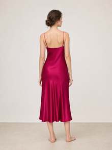 Crimson Maple Slip Dress In Mulberry Silk - Mulled Wine