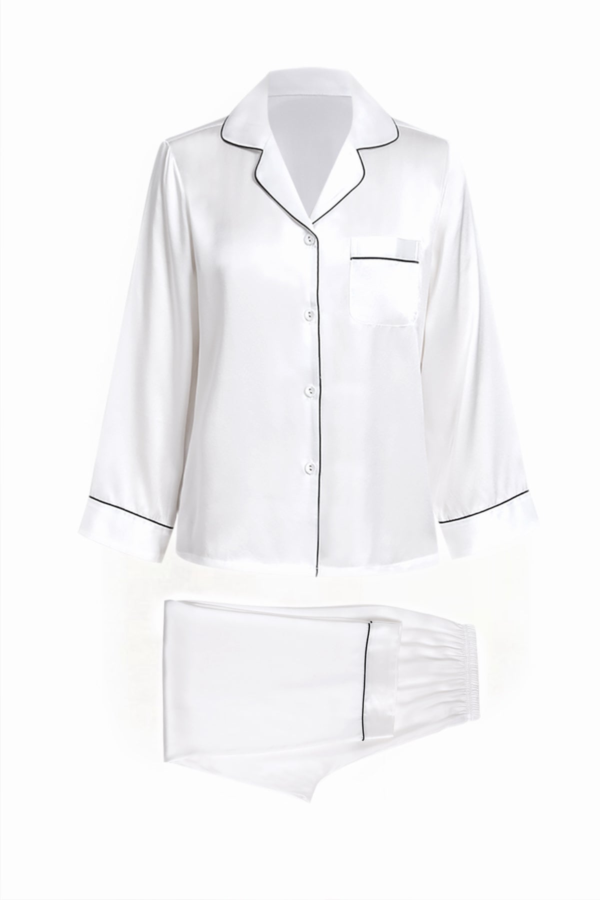 Lunar Glow Silk Pajama Set In Mulberry Silk - Moonbeam