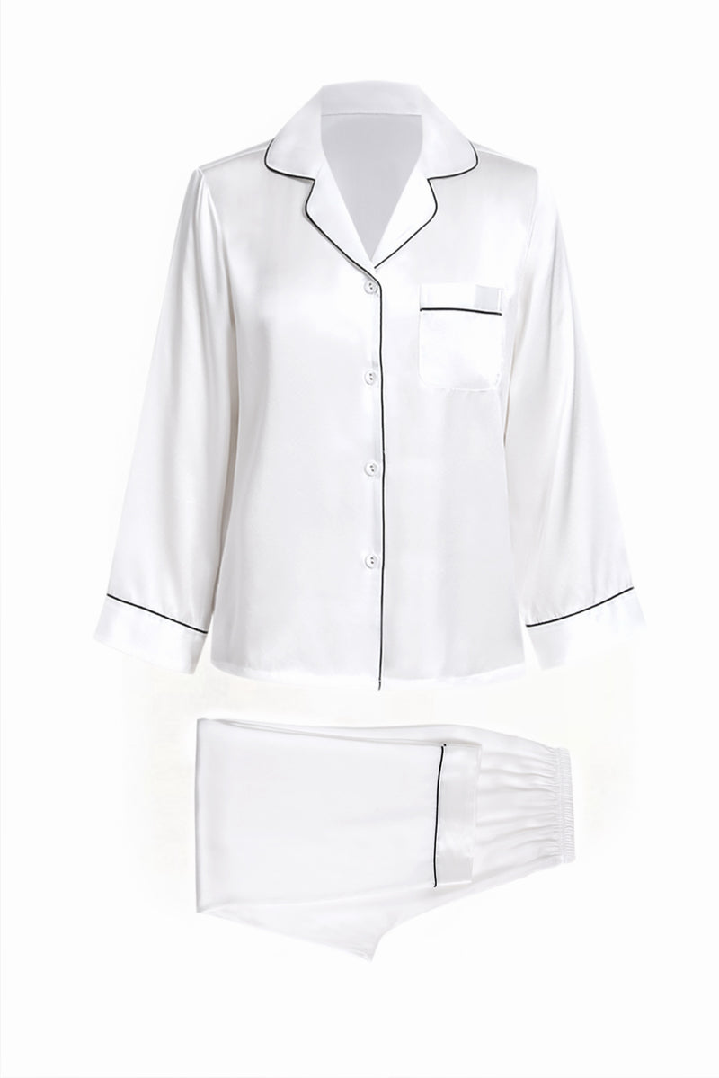 Lunar Glow Silk Pajama Set In Mulberry Silk - Moonbeam