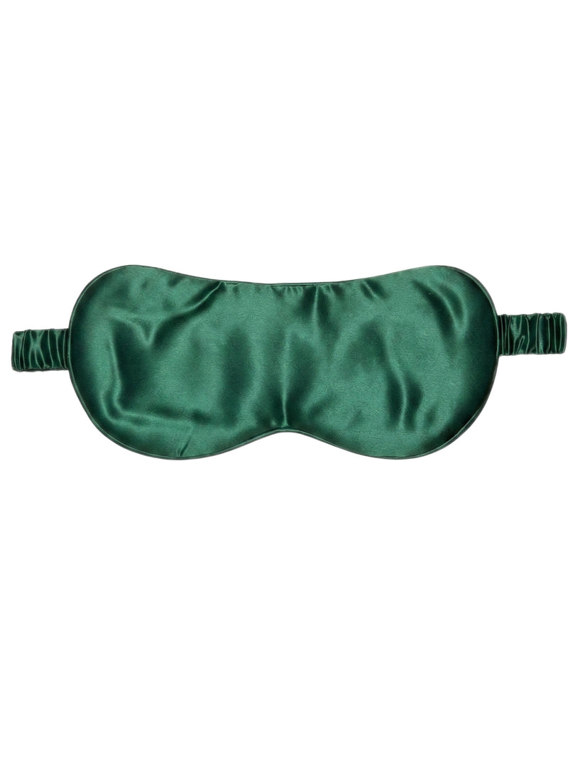 Viridian Lake Eye Mask In Mulberry Silk - Pine Shadow