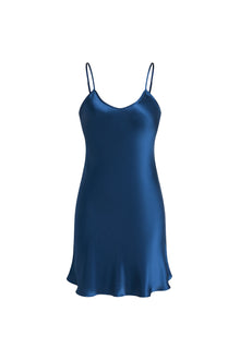 Midnight indigo Slip Dress In Mulberry Silk - Ink Depth