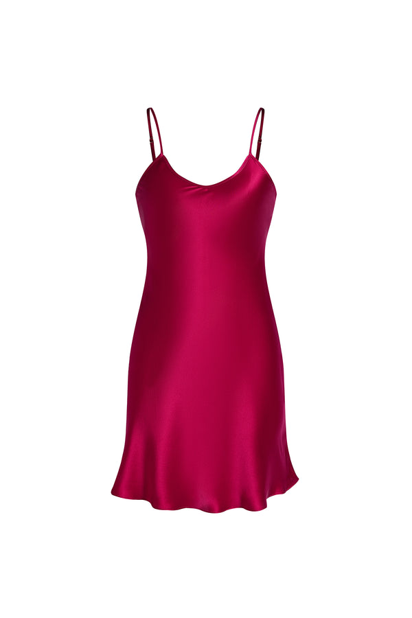Crimson Maple Slip Dress In Mulberry Silk - Mulled Wine