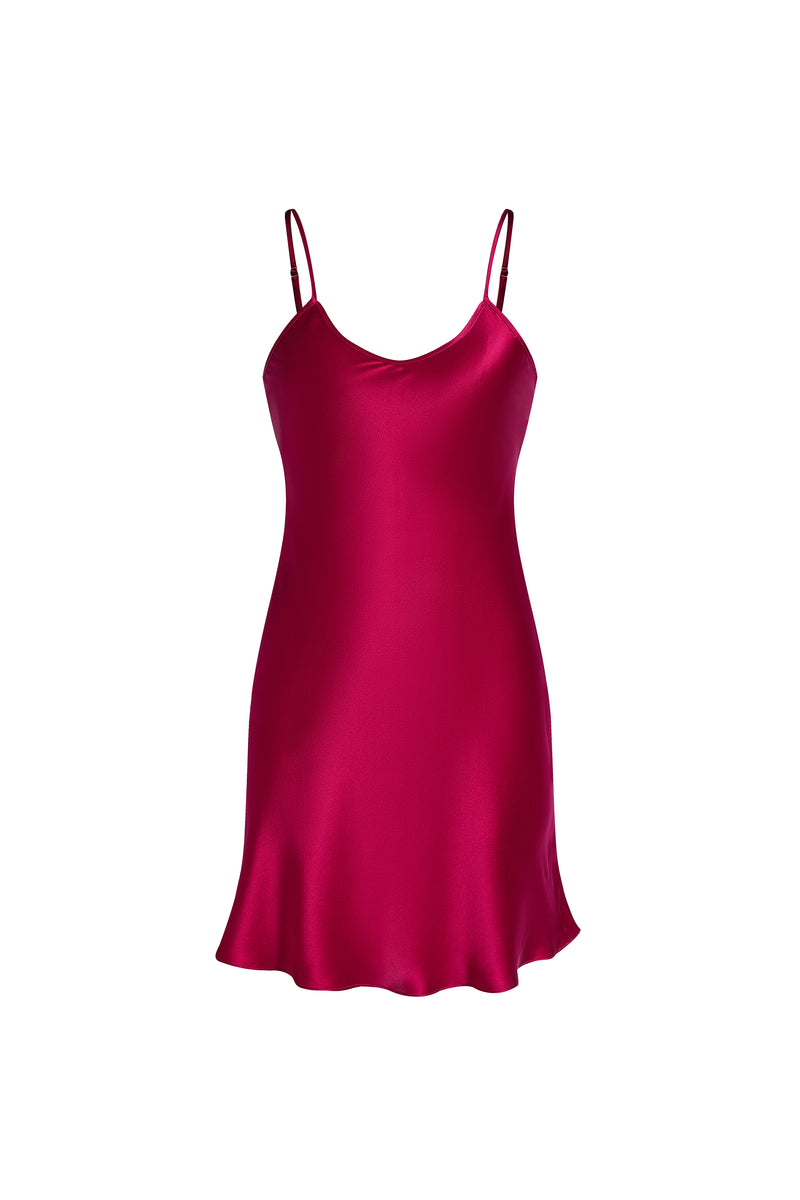 Crimson Maple Slip Dress In Mulberry Silk - Mulled Wine