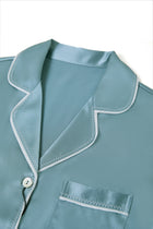 Viridian Lake Silk Pajama Set In Mulberry Silk - Twilight Sea