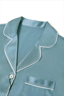 Viridian Lake Silk Pajama Set In Mulberry Silk - Twilight Sea