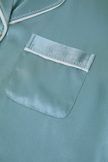 Viridian Lake Silk Pajama Set In Mulberry Silk - Twilight Sea