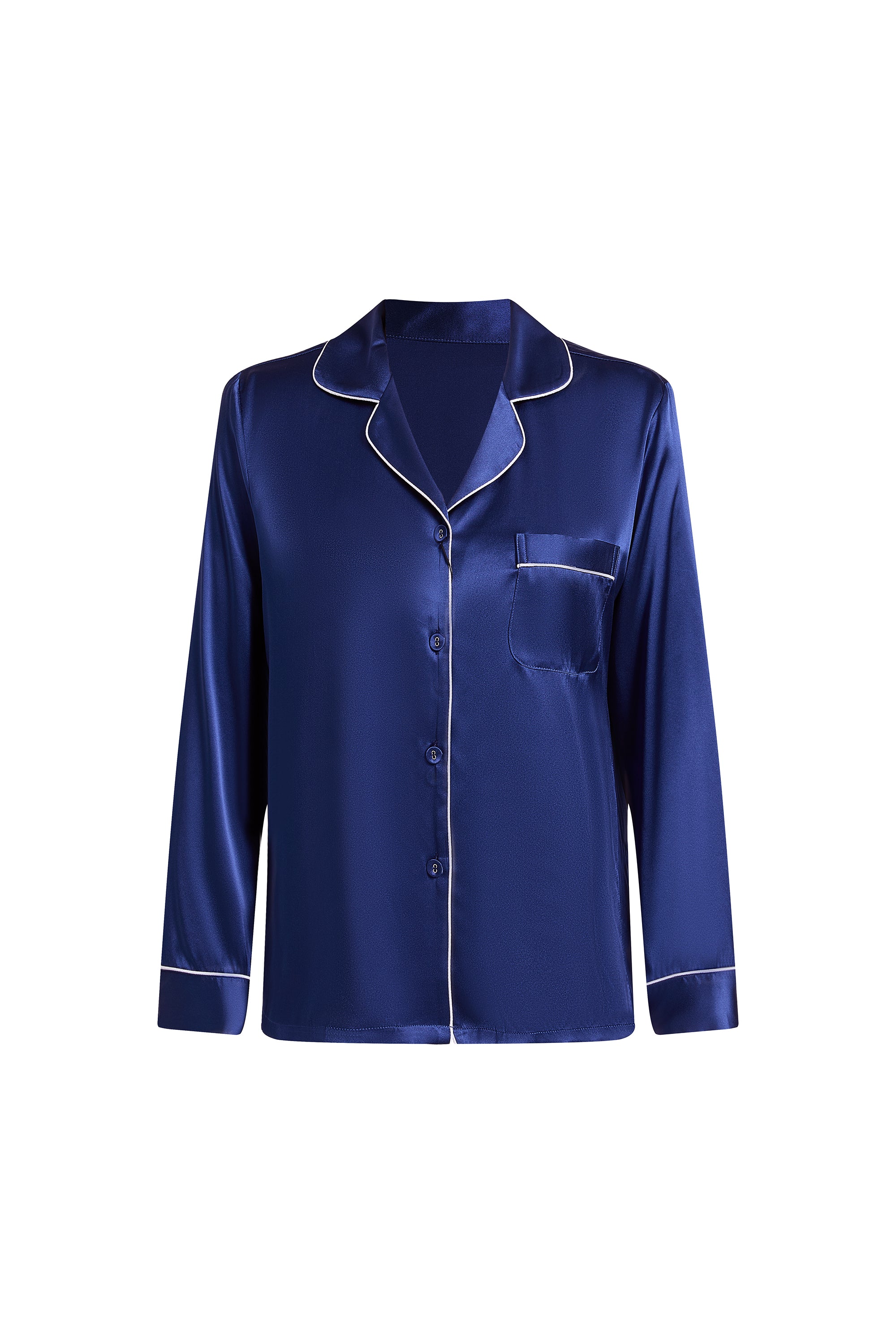 Midnight indigo Silk Pajama Set In Mulberry Silk - Indigo Drift