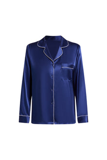 Midnight indigo Silk Pajama Set In Mulberry Silk - Indigo Drift