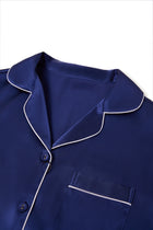 Midnight indigo Silk Pajama Set In Mulberry Silk - Indigo Drift
