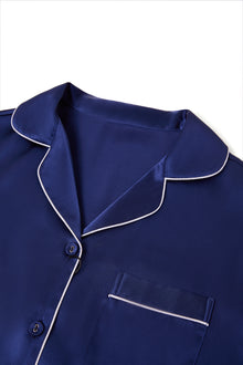 Midnight indigo Silk Pajama Set In Mulberry Silk - Indigo Drift
