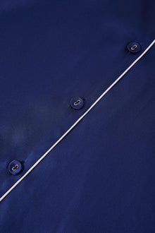 Midnight indigo Silk Pajama Set In Mulberry Silk - Indigo Drift