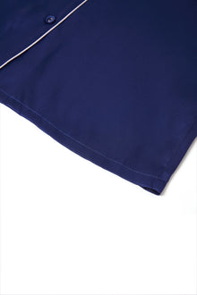 Midnight indigo Silk Pajama Set In Mulberry Silk - Indigo Drift