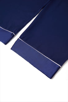 Midnight indigo Silk Pajama Set In Mulberry Silk - Indigo Drift