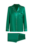 Viridian Lake Silk Pajama Set In Mulberry Silk - Viridian Depth